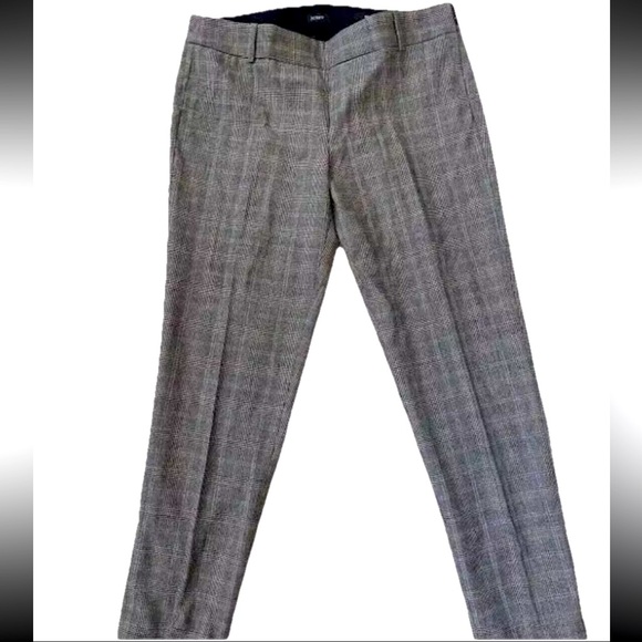 J.CREW Classic ‘Minnie Pant’ Lightweight Wool Plaid Cropped Trousers - Picture 1 of 6